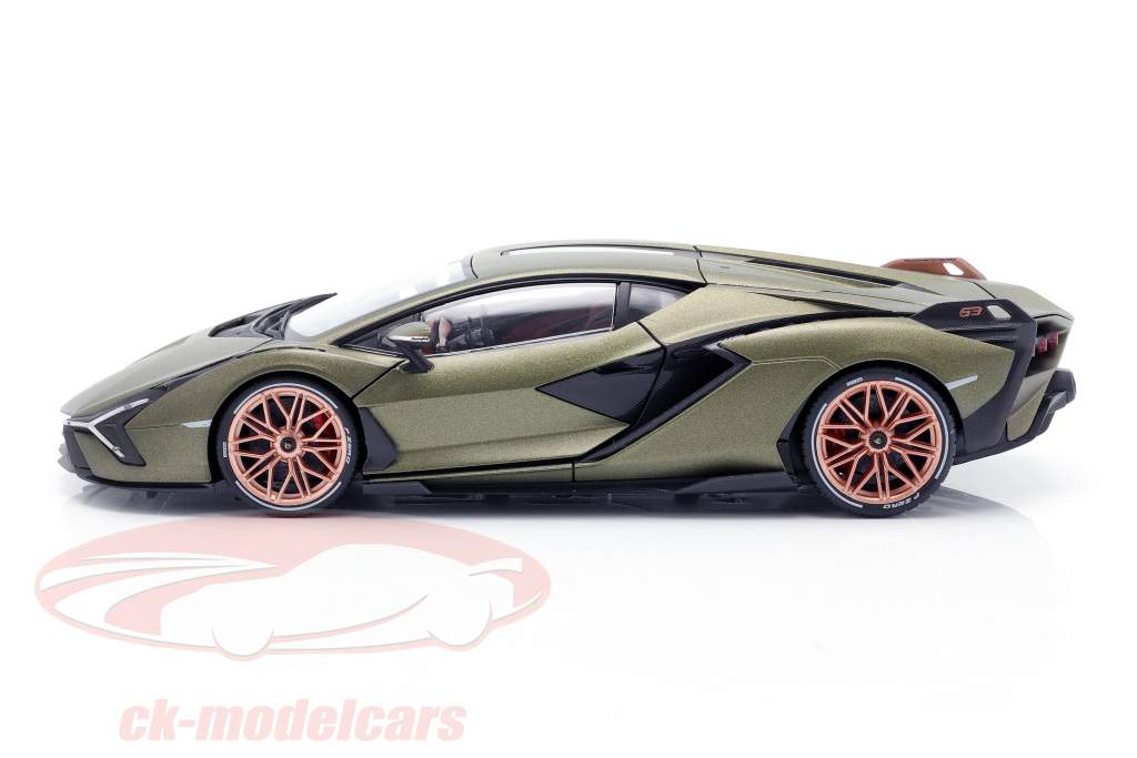Lamborghini Sian FKP 37 Ano de construção 2020 esteira verde oliva 1:18 Bburago