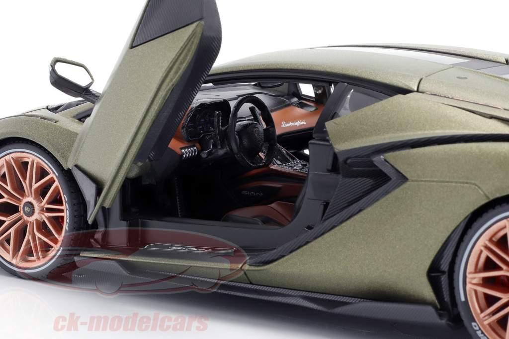 Lamborghini Sian FKP 37 Année de construction 2020 tapis olive verte 1:18 Bburago