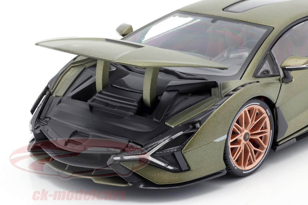Lamborghini Sian FKP 37 Byggeår 2020 måtte oliven grøn 1:18 Bburago