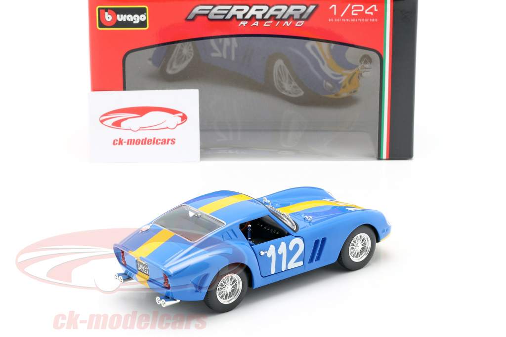 Ferrari 250 GTO #112 blå / gul 1:24 Bburago