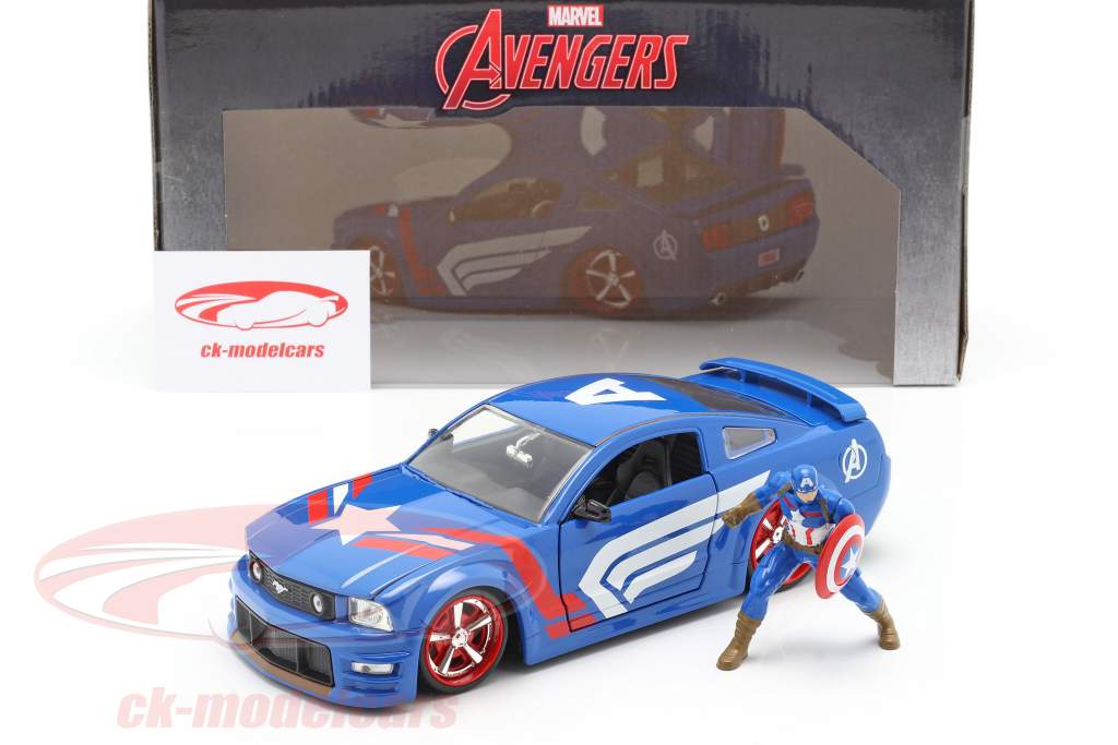 Ford Mustang GT 2006 Avec Figure Captain America Marvel Avengers 1:24 Jada Toys