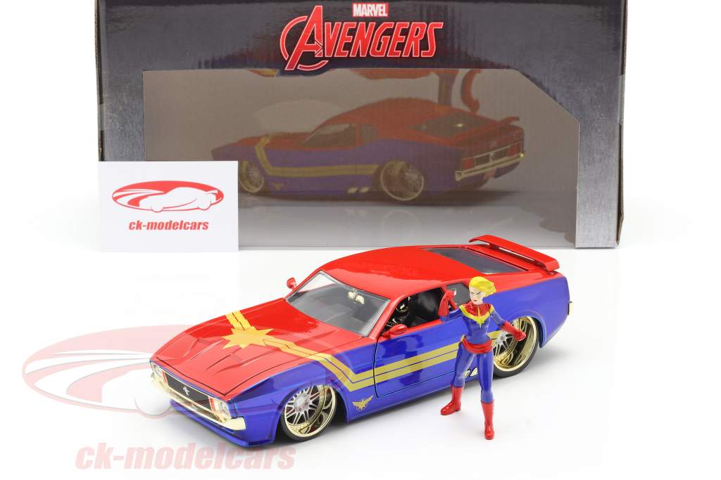Ford Mustang Mach 1 1973 用 Avengers 数字 Captain Marvel 1:24 Jada Toys