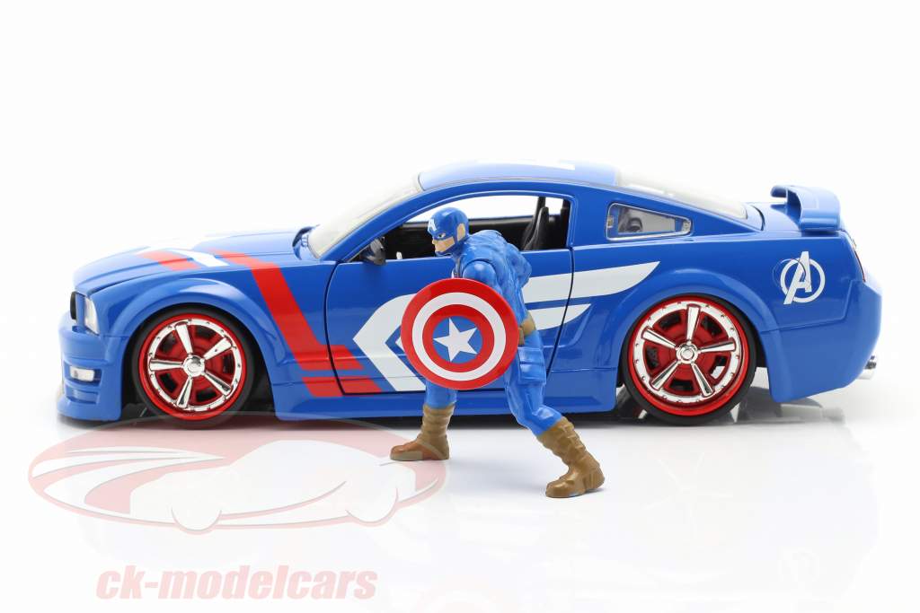 Ford Mustang GT 2006 С фигура Captain America Marvel Avengers 1:24 Jada Toys