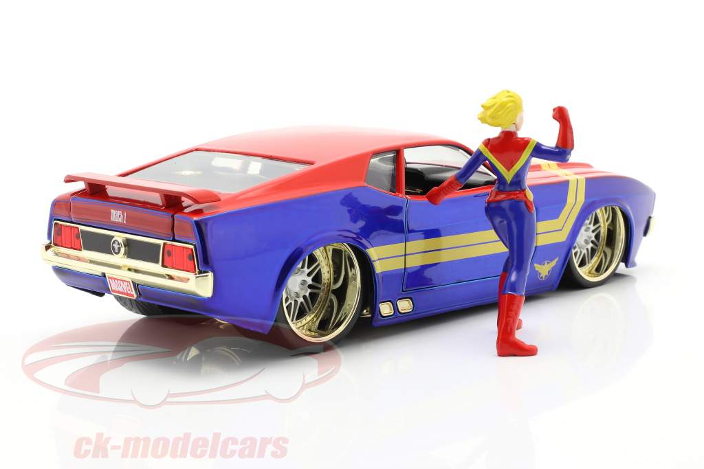 Ford Mustang Mach 1 1973 Con Avengers Figura Captain Marvel 1:24 Jada Toys
