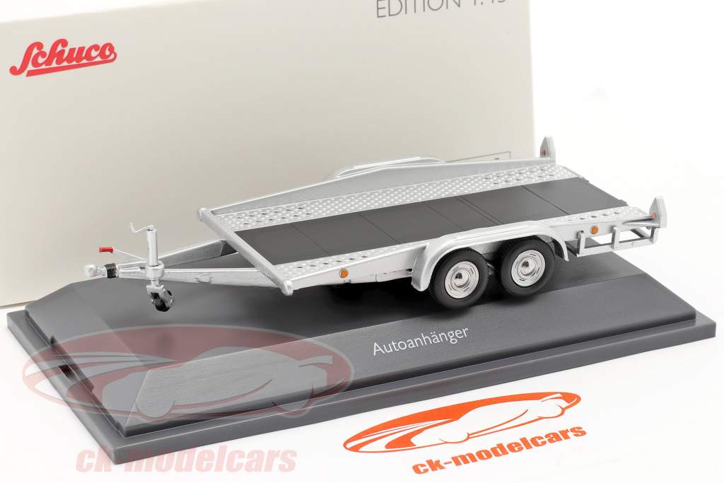CARARAMA 157-002 CAR TRAILER two axle with rear loading ramps silver 1:43rd 
