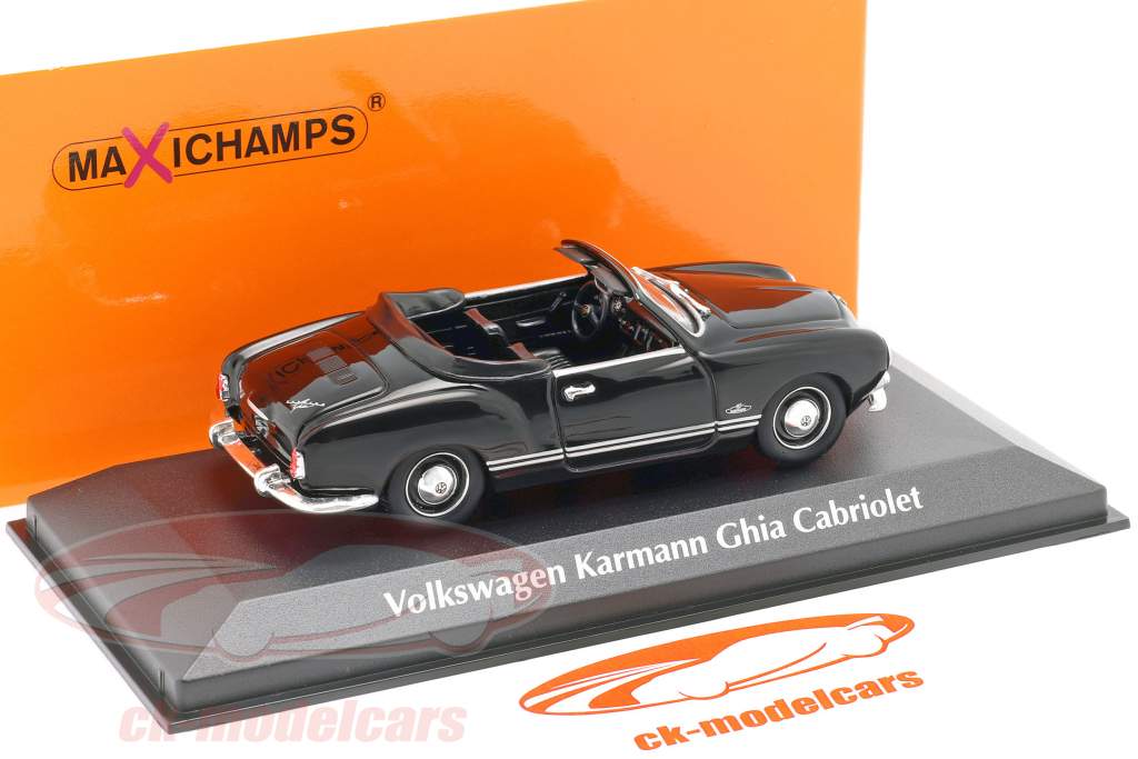 Volkswagen VW Karmann Ghia 敞蓬车 1955 黑色 1:43 Minichamps