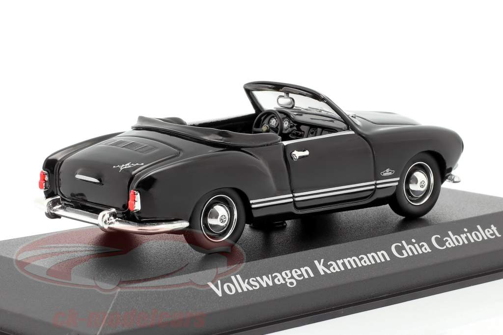 Volkswagen VW Karmann Ghia Cabriolet 1955 zwart 1:43 Minichamps