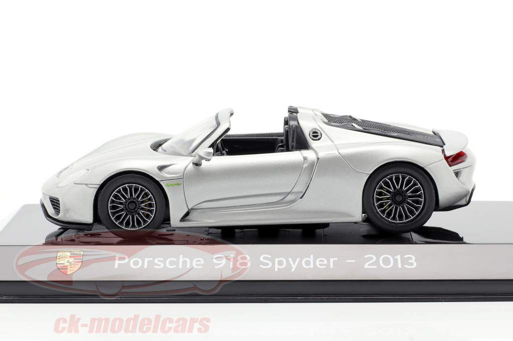 Porsche 918 Spyder ano 2013 prata líquido 1:43 Altaya