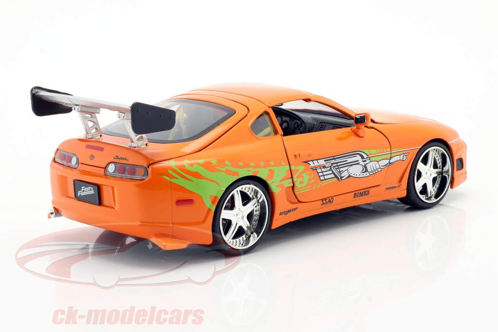 Brian's Toyota Supra Film Fast & Furious 7 (2015) oranje 1:24 Jada Toys