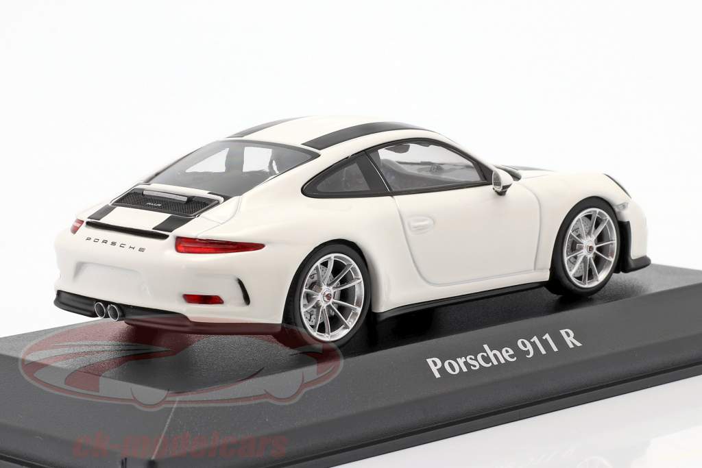 Porsche 911 R Bouwjaar 2016 Wit / zwart 1:43 Minichamps