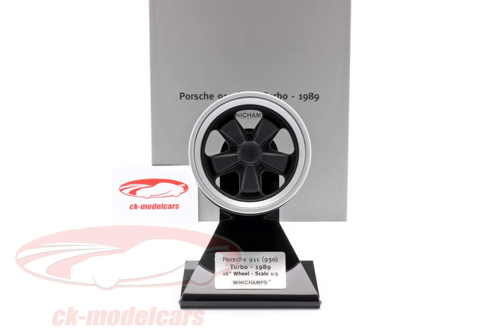 Porsche 911 (930) Turbo Wheel Rim Byggeår 1989 sort / sølv 1:5 Minichamps