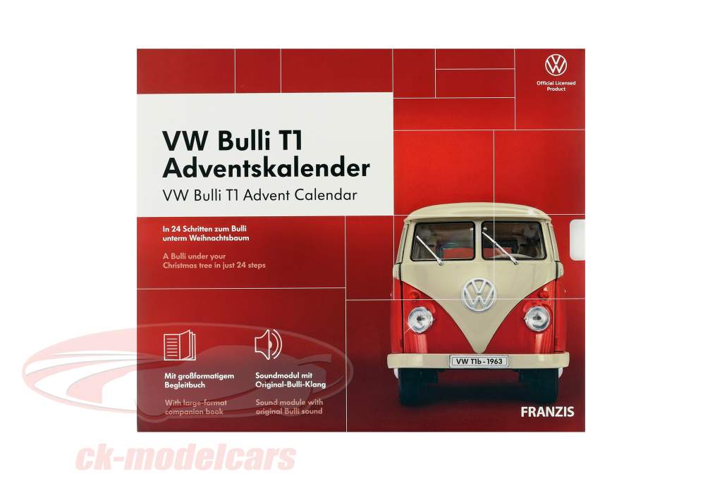 VW Bulli T1 adventskalender 2020: Volkswagen VW Bulli T1 rød 1:43 Franzis