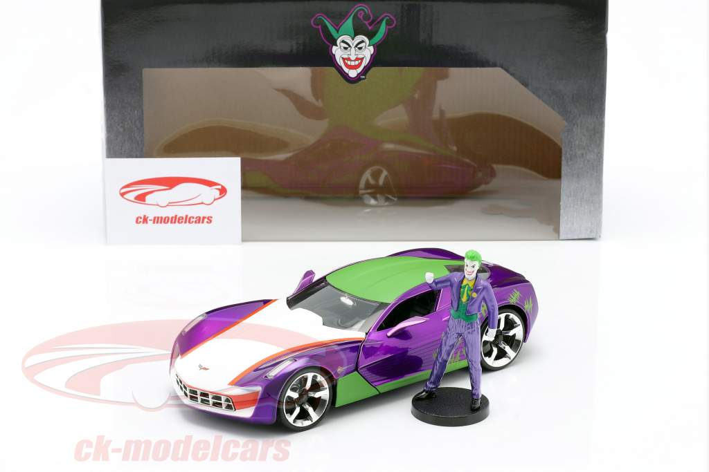 Chevrolet Corvette Stingray 2009 Com figura The Joker DC Comics 1:24 Jada Toys