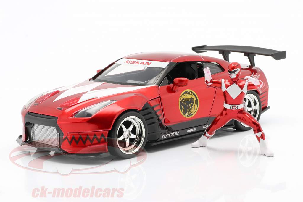 Nissan GT-R (R35) 2009 Com figura Red Ranger Power Rangers 1:24 Jada Toys