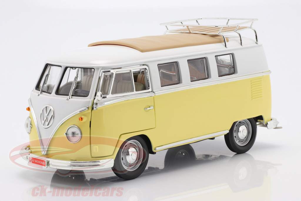 Volkswagen VW T1 Microbus Camping Année de construction 1962 Jaune / blanc 1:18 Lucky DieCast
