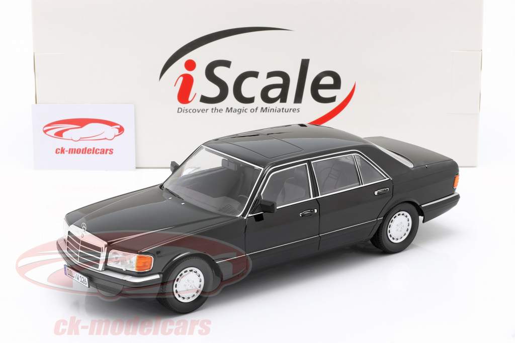 Mercedes-Benz 560 SEL S-klasse (W126) Bouwjaar 1985 zwart 1:18 iScale