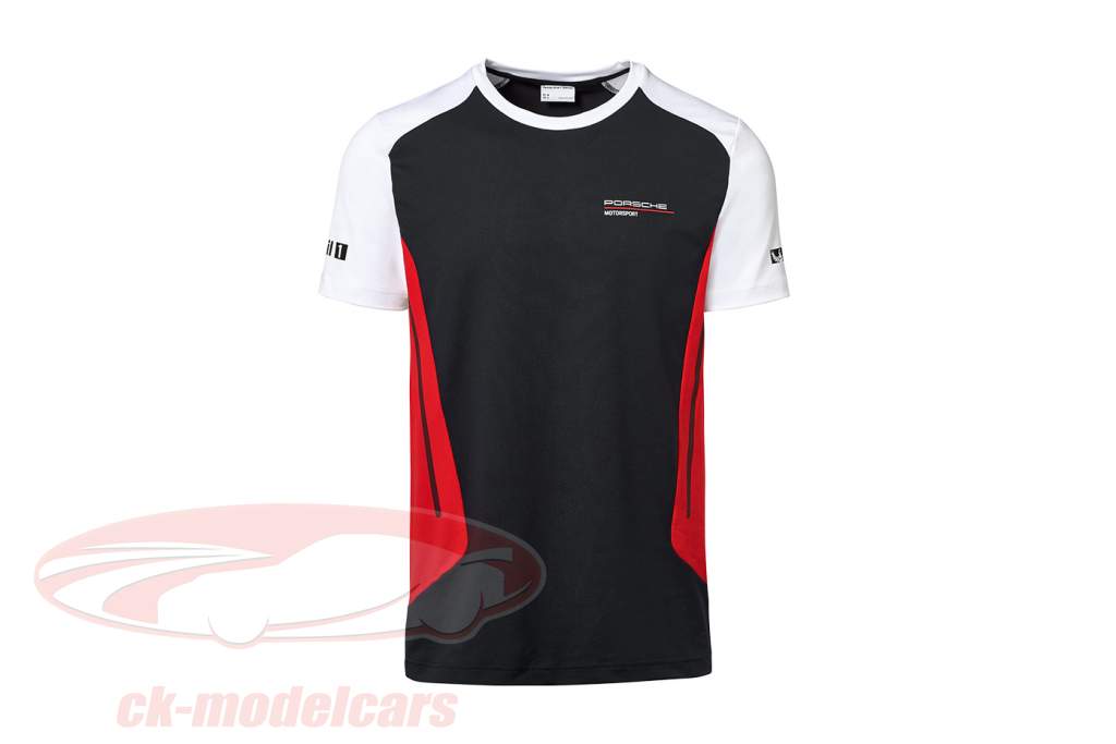 T-shirt funzionale Porsche Motorsport nero / bianca / rosso