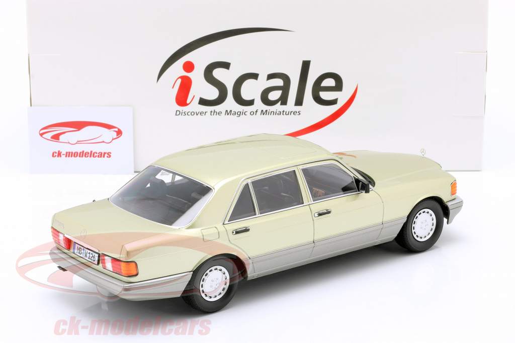 Mercedes-Benz S-Klasse (W126) year 1985 thistle green / grey 1:18 iScale