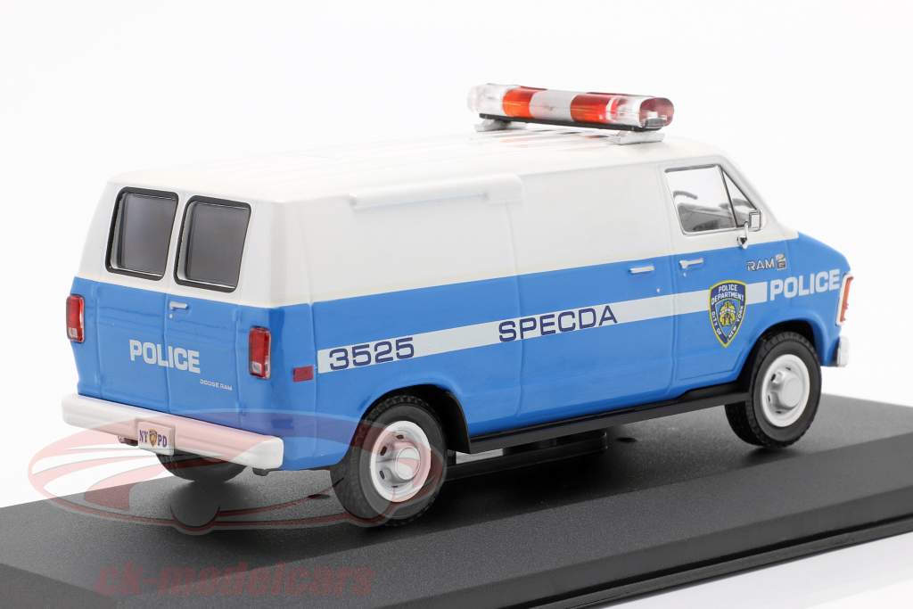 Dodge RAM B250 Van NYPD Anno di costruzione 1987 blu / bianca 1:43 Greenlight