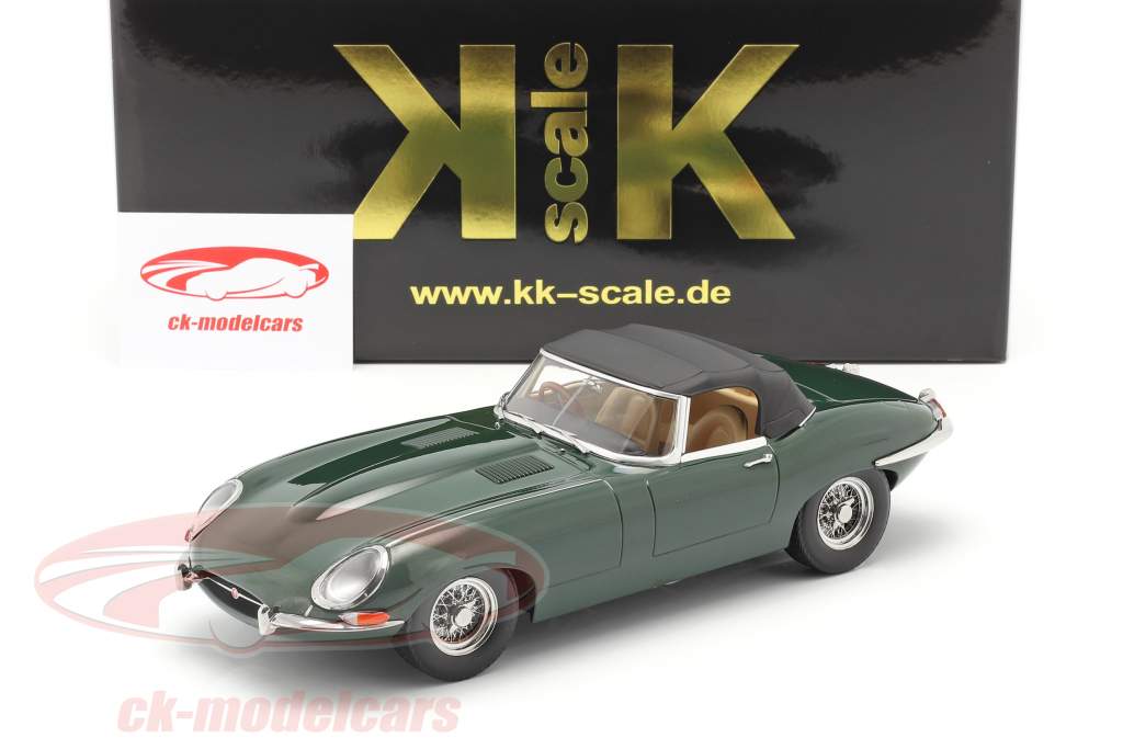 Jaguar E-Type Cabriolet Closed Top Series 1 RHD 1961 donkergroen 1:18 KK-Scale