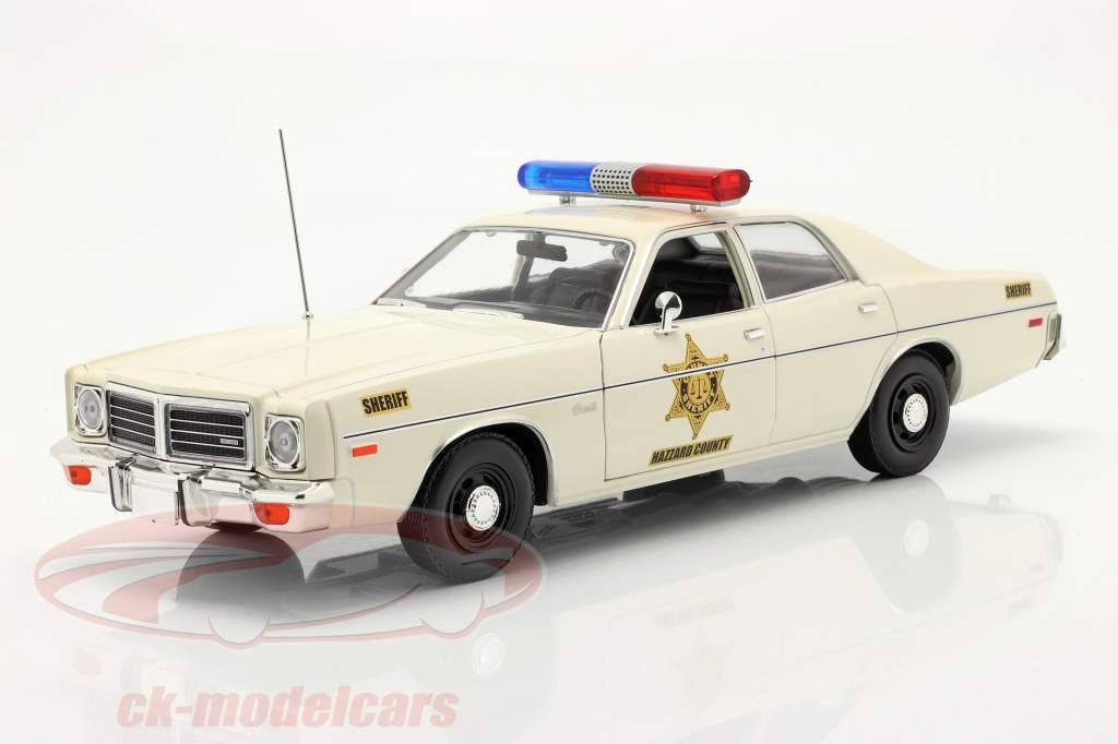 Dodge Coronet Hazzard County Sheriff year 1975 white 1:18 Greenlight