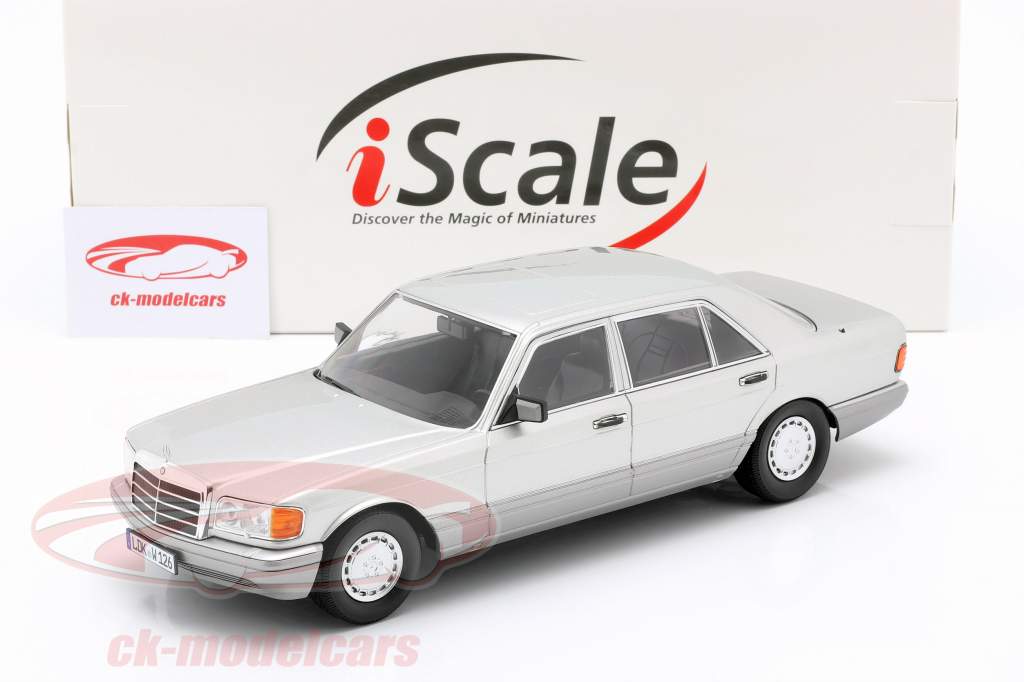 Mercedes-Benz 560 SEL Classe S. (W126) 1985 argento astrale / Grigio 1:18 iScale