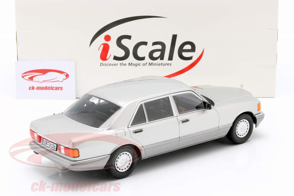 Mercedes-Benz 560 SEL S-class (W126) 1985 astral silver / grey 1:18 iScale
