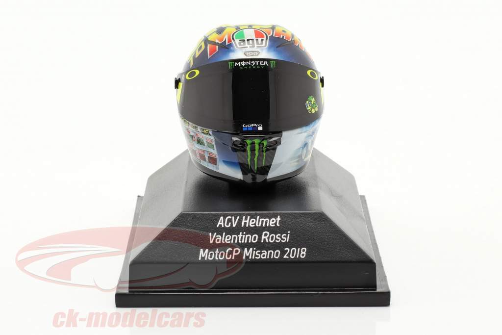 Valentino Rossi MotoGP Misano 2018 AGV Helm 1:8 Minichamps