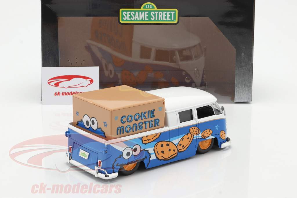 Volkswagen VW Bus PickUp 1963 Con Figura di Sesame Street Cookie mostro 1:24 Jada Toys