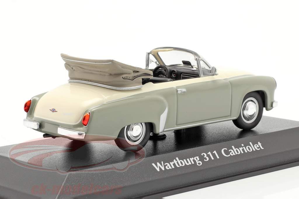 Wartburg 311 Cabriolet jaar 1958 grijs / wit 1:43 Minichamps