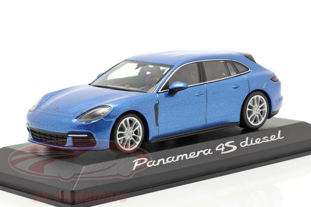 Porsche Panamera 4S Diesel blauw metalen 1:43 Minichamps
