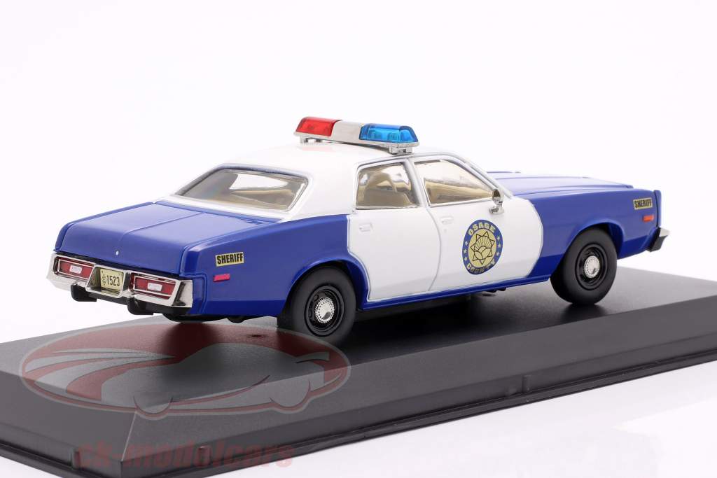Plymouth Fury Osage County Sheriff 1975 Wit / blauw 1:43 Greenlight
