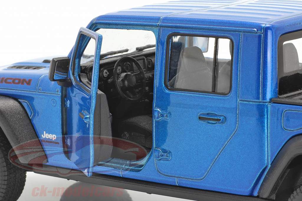 Jeep Gladiator Rubicon Pick-Up Byggeår 2020 blå metallisk 1:24 Welly