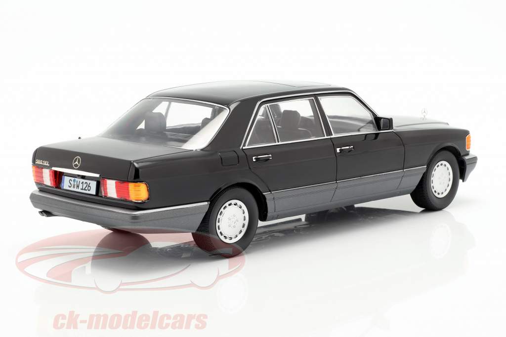 Mercedes-Benz 560 SEL Sクラス (W126) 建設年 1985 黒 / グレー 1:18 iScale