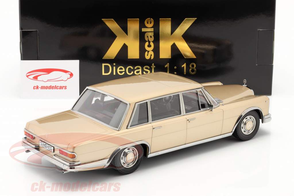 Mercedes-Benz 600 SWB (W100) Byggeår 1963 lys guld metallisk 1:18 KK-Scale
