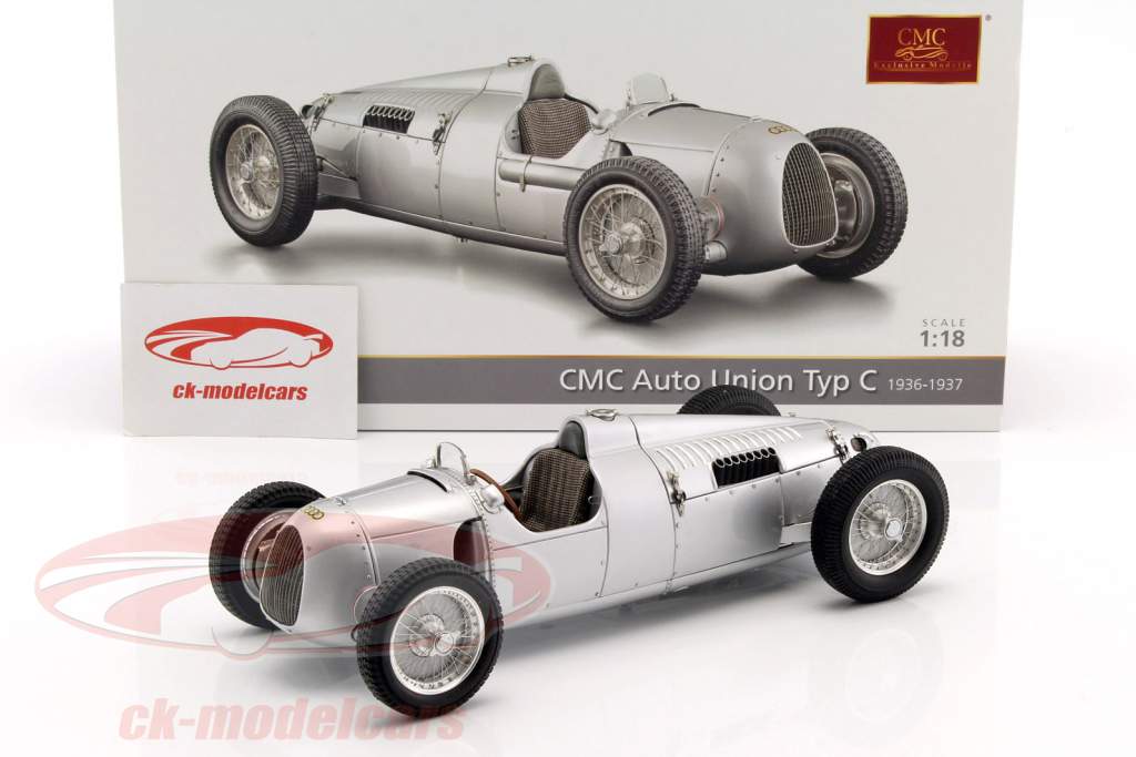 Auto Union Typ C Opførselsår 1936/37 sølv 1:18 CMC
