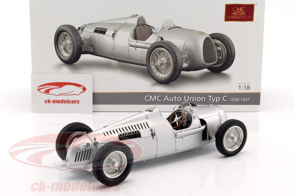 Auto Union Typ C Bouwjaar 1936/37 zilver 1:18 CMC
