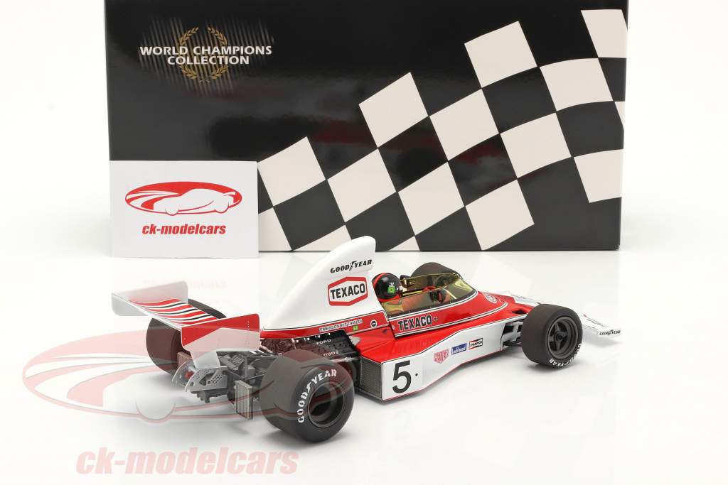Emerson Fittipaldi McLaren-Ford M23 #5 Fórmula 1 Campeão mundial 1974 1:18 Minichamps