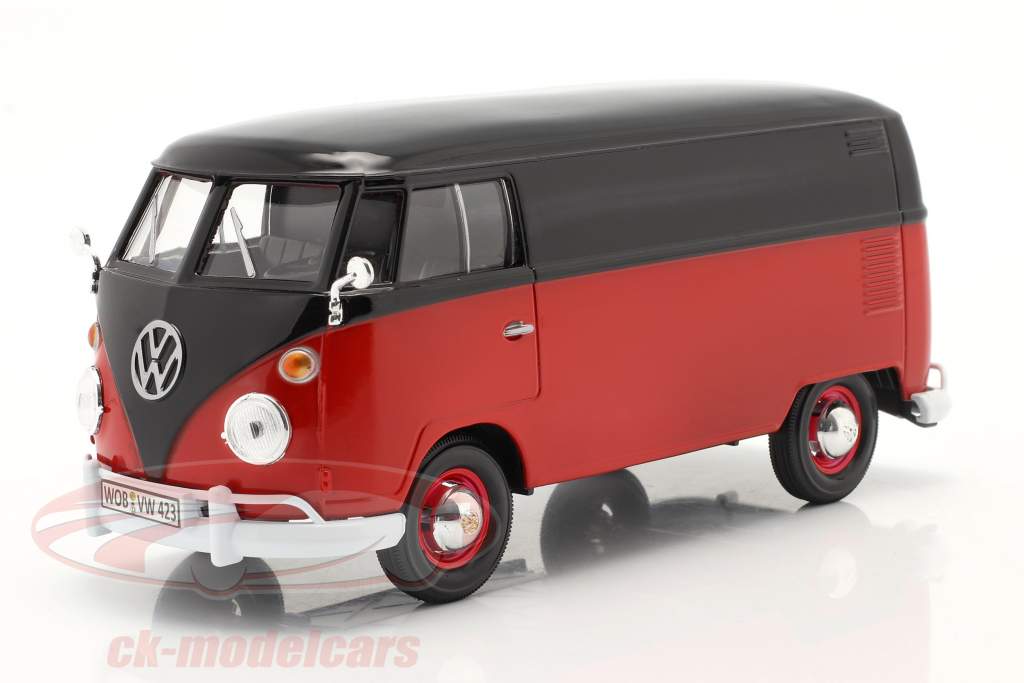 Volkswagen VW Type 2 van vermelho / preto 1:24 MotorMax