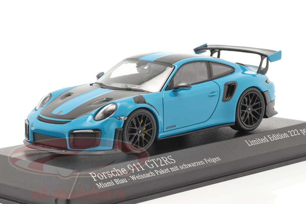 Porsche 911 (991 II) GT2 RS Weissach Package 2018 miami azul / negro llantas 1:43 Minichamps