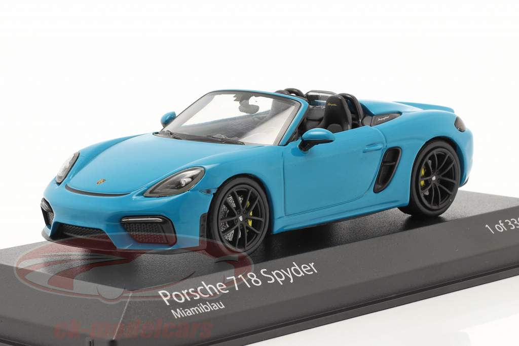 Porsche 718 (982) Boxster Spyder Byggeår 2020 Miami blå 1:43 Minichamps