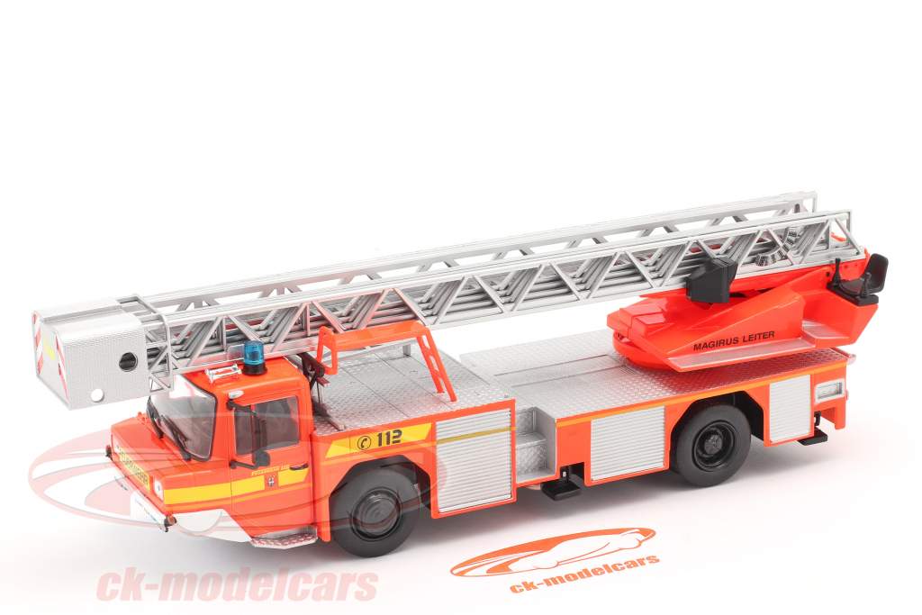 Iveco Magirus DLK 23-12 mit Drehleiter Feuerwehr Lam orange-rot 1:43 Altaya