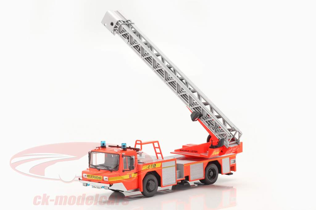 Iveco Magirus DLK 23-12 Met Draaischijf ladder Brandweer Lam Oranje rood 1:43 Altaya