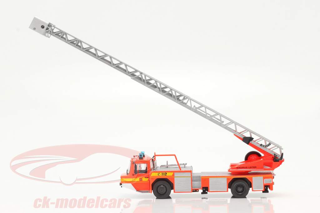 Iveco Magirus DLK 23-12 Avec Échelle de plateau tournant pompiers Lam rouge-orange 1:43 Altaya