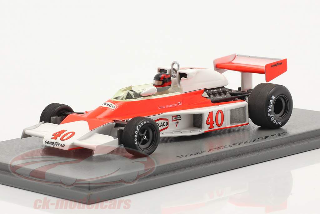 Gilles Villeneuve McLaren MCL23 #40 británico GP fórmula 1 1977 1:43 Spark