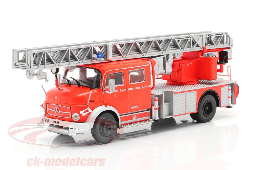 Mercedes-Benz L1519 Pompiers avec échelle télescopique à plateau tournant rouge / argent 1:43 Altaya