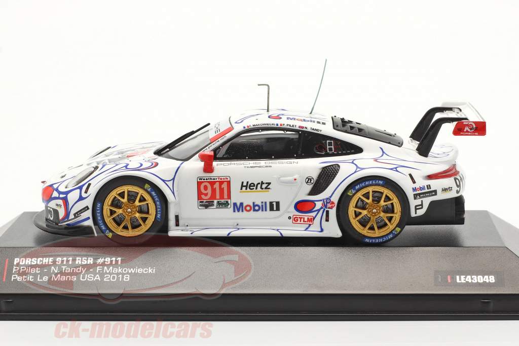 Porsche 911 (991) RSR #911 Klasse Vinder Petit LeMans 2018 Porsche GT Team 1:43 Ixo
