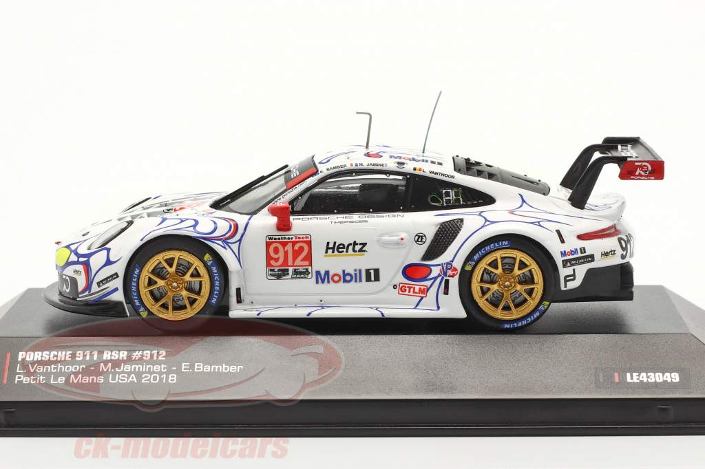 Porsche 911 (991) RSR #912 2e Classe GTLM Petit LeMans 2018 Porsche GT Team 1:43 Ixo