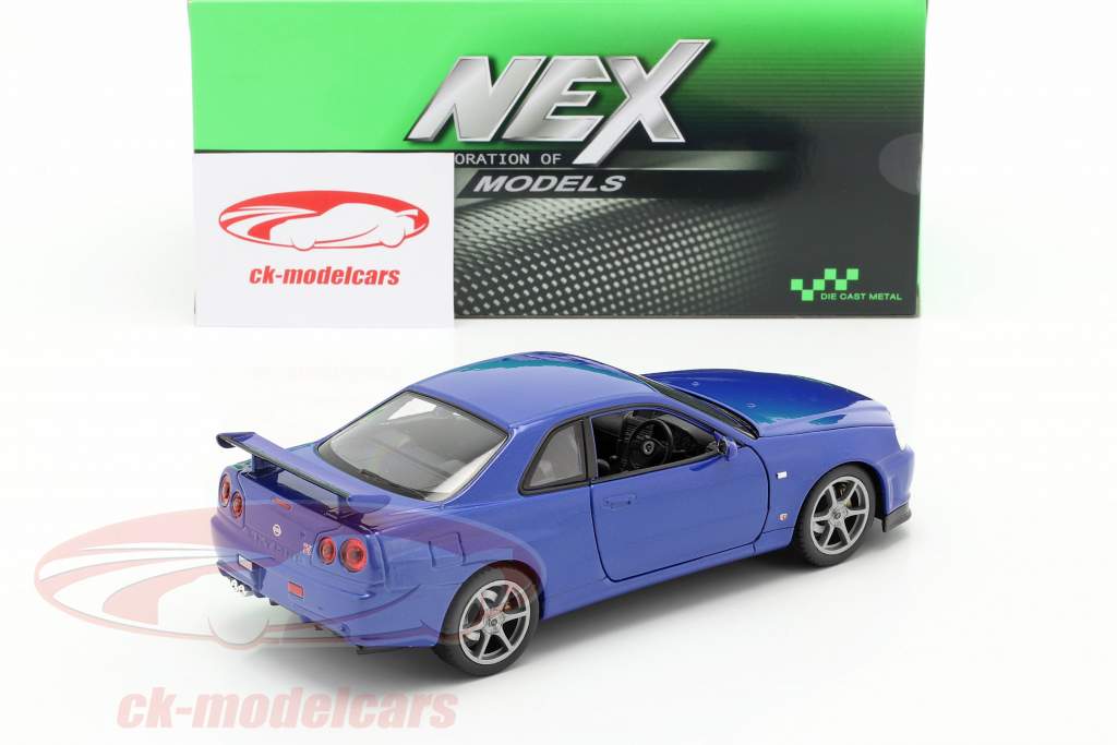 Nissan Skyline GT-R (R34) 蓝色 1:24 Welly