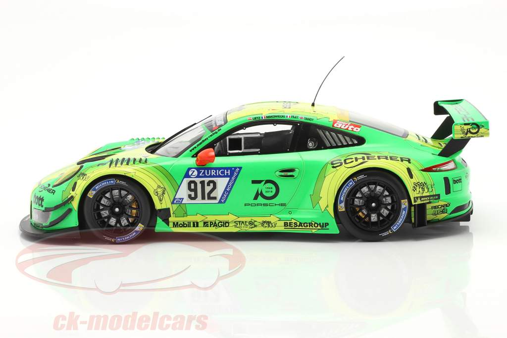 Porsche 911 (991) GT3 R #912 优胜者 24h Nürburgring 2018 Manthey Grello 1:18 Ixo